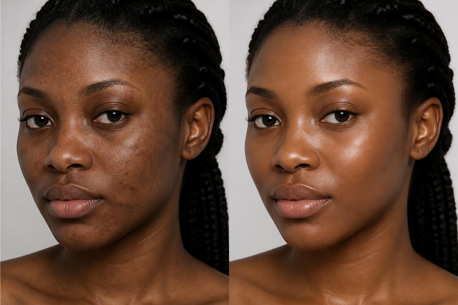 Before and after results on Nigerian skin